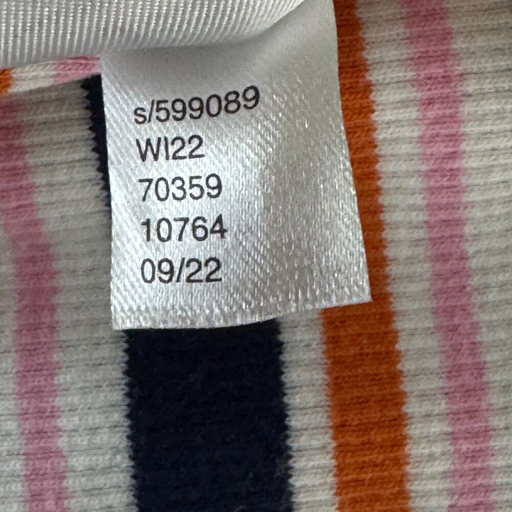 LOFT 2022 Stripe Ribbed Boatneck Long Sleeve Ribbed Tee Women's Size Large - Picture 6 of 8